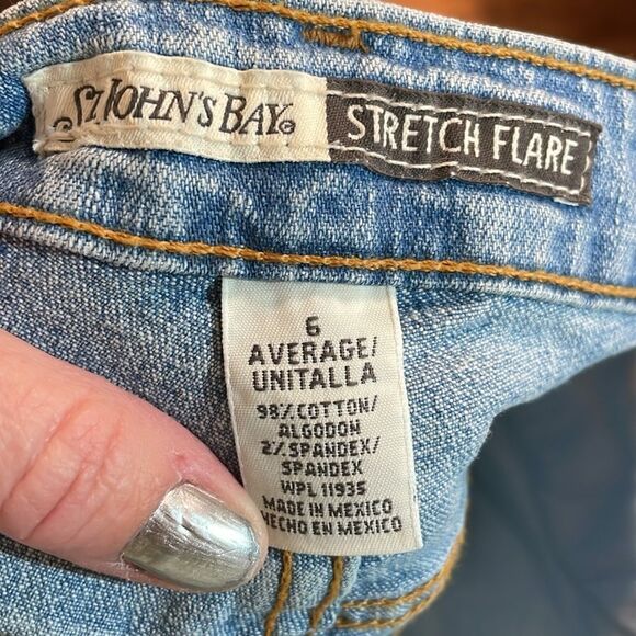 St John’s Bay Stretch Flare Blue Jeans, 6 - Picture 6 of 6